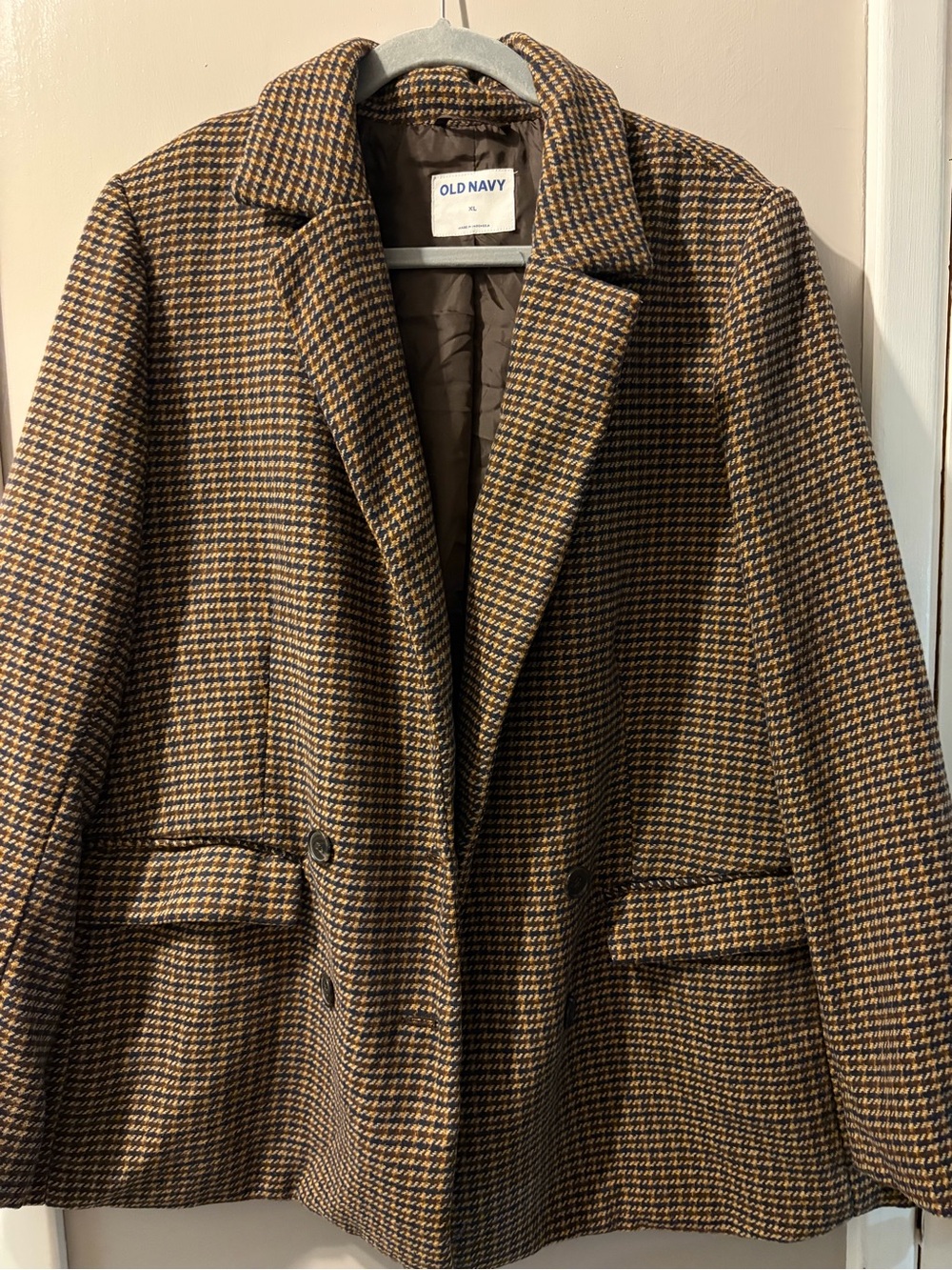 Old Navy Brown & Black Houndstooth Blazer Jacket